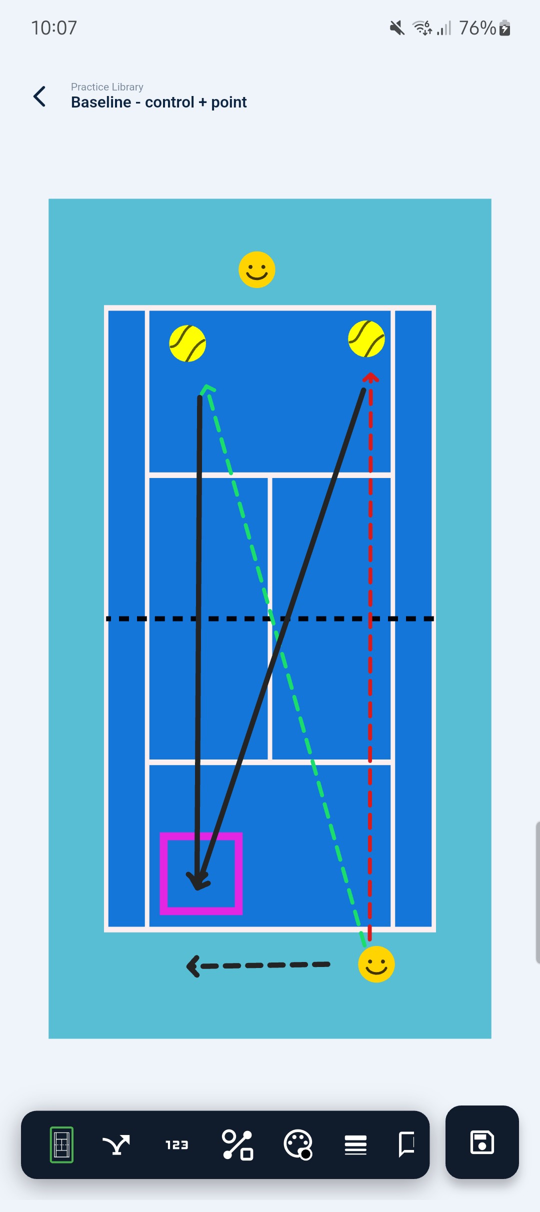 Edição de uma jogada na prancheta do CoachPlanner+